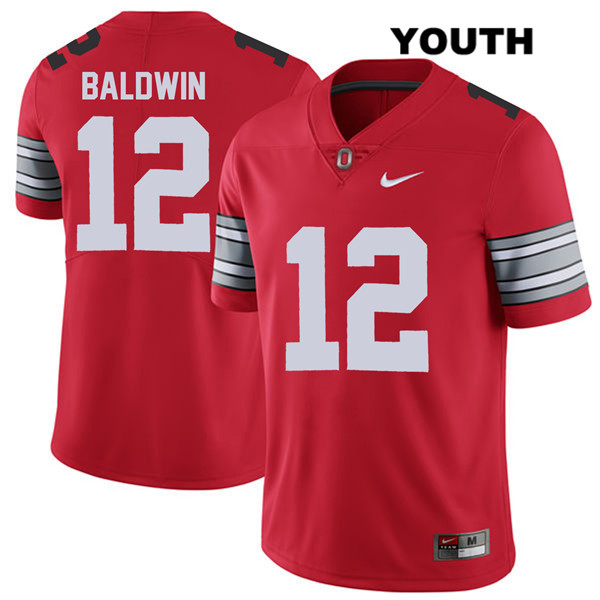 Ohio State Buckeyes Youth Matthew Baldwin #12 Red Authentic Nike 2018 Spring Game College NCAA Stitched Football Jersey CE19R85XX